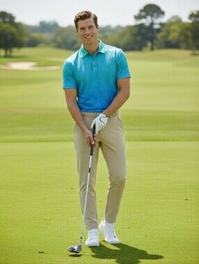 BirdieBound Mens Golf Polo Novelty Aqua Blue Size S NWT